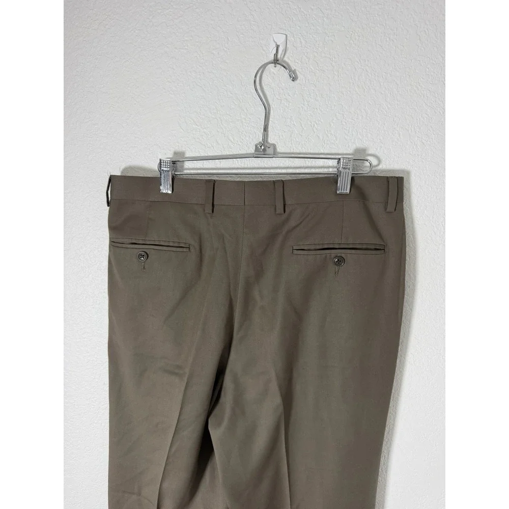 Lauren Ralph Lauren Pleated Dress Pants Brown 34x32 Cuffed Straight Leg Mens